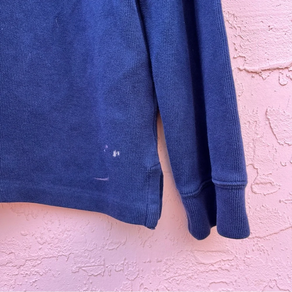 Vintage Polo Ralph Lauren Ribbed 1/4 Zip Navy Blue Cotton Adult Size XL Flaw